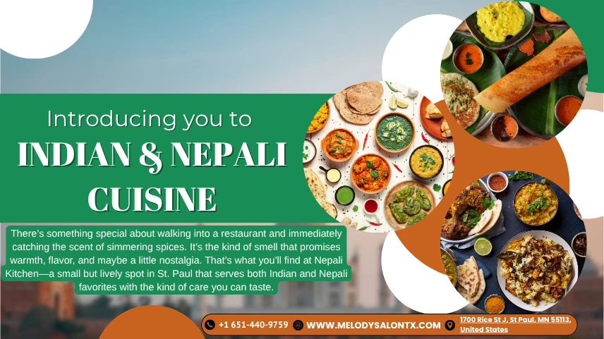 A variety of Indian and Nepali cuisine served at Nepali Kitchen, St Paul, MN, highlighting traditional dishes and spices.